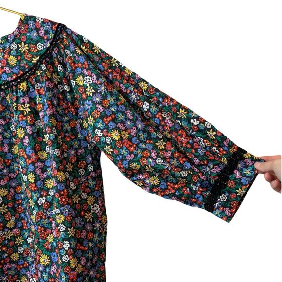 Johnny Was Jade NWT Dark Floral Puff Balloon Sleeve RISA POPLIN BLOUSE XL‎ - Picture 8 of 10
